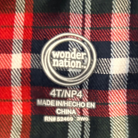 Wonder Nation Kids Red Plaid Button Down Shirt - Picture 2 of 4